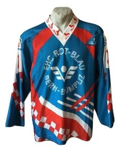 Trikot Eishockey blacky Rot Blau Swiss Trikot Blau Trikot Camisa Jersey Größe L