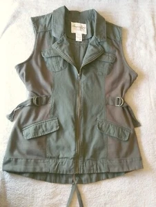 Chaleco American Rag Para Mujer XL Verde Oliva Cremallera Bolsillo Ajustable Aventura Exterior - Imagen 1 de 14