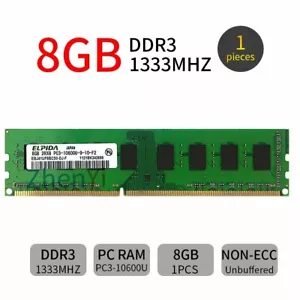 8GB 4GB DDR3 1333Mhz PC3-10600 2Rx8 240Pin DIMM Desktop Memory RAM Elpida LOT BT - Picture 1 of 13