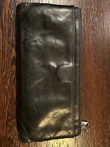 Vintage Hobo International Leather Bag Clutch Fold Wallet Bag Black - Picture 1 of 9