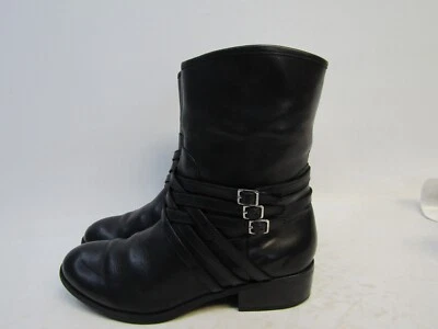 Botas de moda Ralph Lauren para mujer talla 7,5 B de cuero negro con hebilla al tobillo Foto 1 de 4