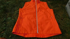 Page & Tuttle Free Swing Bright ORANGE Full Zip Golf Vest Sz M Striped Collar  - Picture 1 of 12