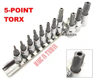 11pc 5-POINT TORX STAR TAMPER PROOF S2 BITS CR-V SECURITY BIT SOCKET SET - Picture 1 of 1
