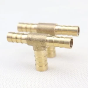 2PCS Reducer Brass Hose Barb Tee Fitting Gas Fuel Water Connector (8mmx10mmx8mm) - Picture 1 of 5
