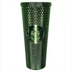 STARBUCKS 24 oz Metallic Green Studded Tumbler - Picture 1 of 5