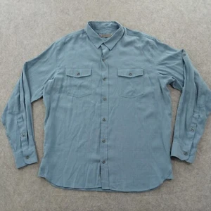 REI Shirt Mens Mens Large Blue Button Long Sleeve Pockets Rayon Outdoors Hiking - Picture 1 of 17