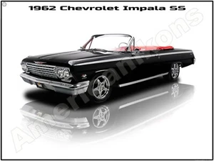 1962 Chevrolet Impala SS Black Convertible NEW Metal Sign: 12 x 16" Ships Free - Picture 1 of 1