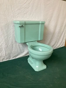 Vtg Mid Century Aqua Blue Green Porcelain Toilet Round Bowl Old Richmond 425-24E - Picture 1 of 21
