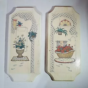 Vintage Nyles Badezimmer Paar 2 Decopage Wandkunst Dekor Farne Gitter Retro Druck - Bild 1 von 12