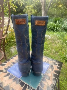 vintage acme Denim cowboy boots - Picture 1 of 7