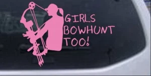 Girls Bow Hunt Too Car or Truck Window Laptop Decal Sticker Pink 6X4.2 - Bild 1 von 1