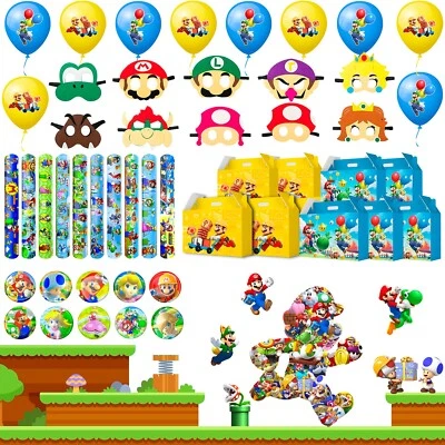 Super Mario Lolly Loot Bag Box Balloons Stickers Favours Mask Party Supplies - image 1 of 4