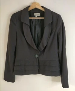 Veronika Maine Black Corporate Jacket Size 10 Button Up Layered Tiered Blazer - Picture 1 of 5