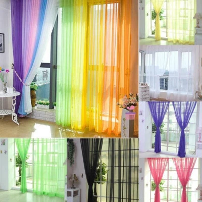 1/2X Rod Pocket Sheer Curtain Organza Voile Tulle Window Curtain Drape 2 Sizes ^ - Image 1 of 4