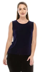 JOSTAR ACETATE Spandex SLINKY Knit TANK TOP Stretch Navy Blue  S M L XL 2X 3X - Picture 1 of 9