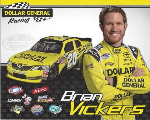 2013 BRIAN VICKERS "DOLLAR GENERAL #20" NASCAR NATIONWIDE SERIES POSTCARD Cover