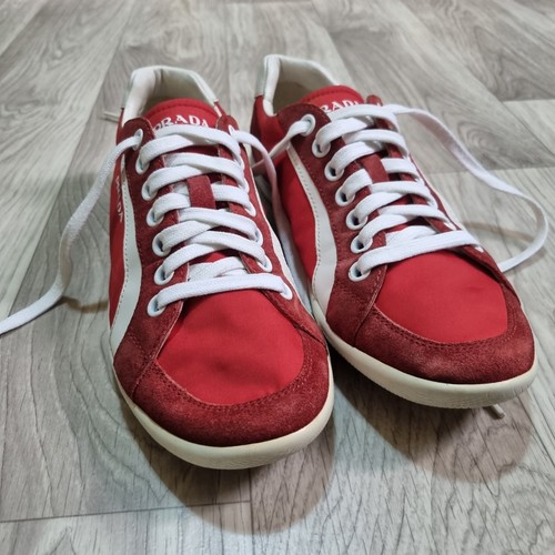 Prada Scarpe Sportive Uomo Rosso Comode Stringate Sneakers Basse Uomo Taglia 8 Us 41
