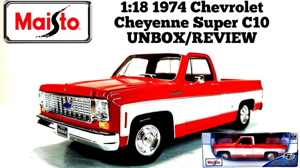 Camión Chevrolet C10 Cheyenne Super P/U 1974 camión fundido a presión escala 1:18 Foto 1 de 4