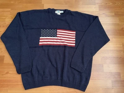 Suéter Pullover Vintage New Era Para Hombre XL Azul Marino Bandera de EE. UU. Foto 1 de 3