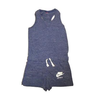 NIKE девочек спортивная одежда M спортзал винтажный комбинезон синий выветренный эластичной гостиной логотип - Изображение 1 из 4