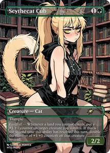MTG - Scythecat Cub - Fanart Borderless Style - EDH / Playtest - Bild 1 von 3