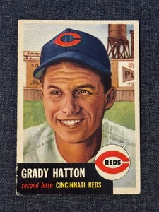 1953 TOPPS BASEBALL CARD #45 GRADY HATTON CINCINNATI REDS CREASE FREE VG - Picture 1 of 2