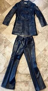 Traje de moto de cuero para mujer de colección azul marino talla 14 hecho en Israel leer ☼ - Imagen 1 de 15