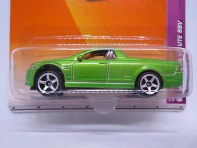 Matchbox 2010 Holden VE SSV Ute green FACTORY UNSPUN ERROR Mint on Long Card - Image 1 of 4
