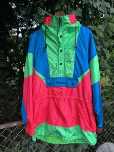 VTG 80s NEVICA Ski Jacket Mens Anorak Parka Snow Color Block Survival Jacket M - Picture 1 of 14