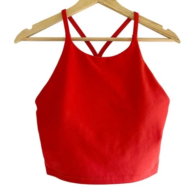 Old Navy Active Red Cropped Tank Top Crisscross Back Athletic Workout Medium - Image 1 of 4