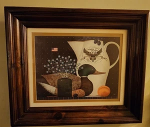 Vintage Print Americana Mallard Duck 26"W x 22" H Wood Framed Colonies Virginia - Picture 1 of 15