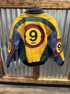 Vintage 9 Ball Pool Billiards 100% Leather Multi Color L Jacket Lined See Desc. - Picture 1 of 9