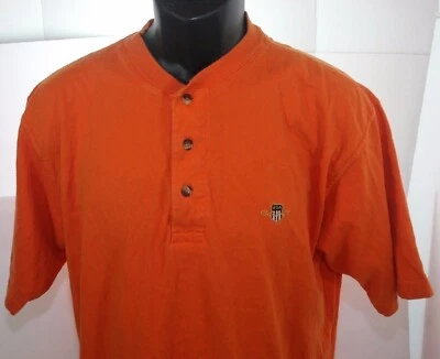 Camisa Henley Vintage Gant EE. UU. Manga Corta Naranja 3 Botones Para Hombre Talla Pequeña En muy buen estado Foto 1 de 4