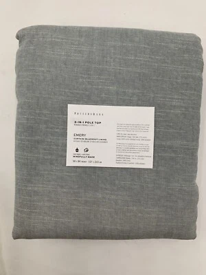 Pottery Barn Emery Linen Blackout Drape Panel Curtain Blue Dawn 50x 84" #R118 - Image 1 of 4