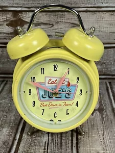 TWIN BELL Neon Alarm Clock Eat at Joe's Best Diner in Town Ravina Yellow - Picture 1 of 6