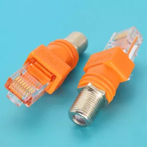 100pcs F Type RF Female To RJ45 Male Coaxial Barrel Coupler Adapter For Monitor - Picture 1 of 10