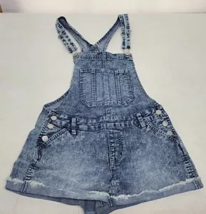 No Boundaries Juniors Size Small 3-5 (30x3) Bib Overalls Denim Shorts Shortalls - Picture 1 of 7