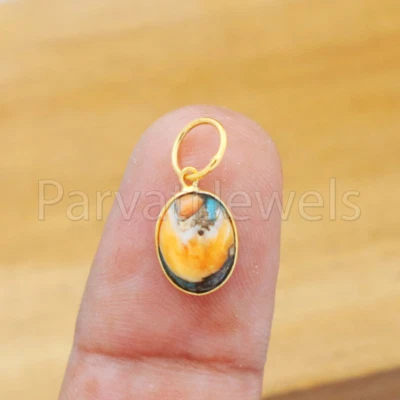 Ostra natural turquesa ovalado oro macizo 18k ropa de fiesta regalo mujeres dijes colgante Foto 1 de 4