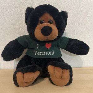 Bear Black Stuffed Plush 10" Blue I love Vermont Shirt Giftable - Picture 1 of 8