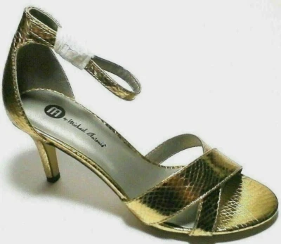 MICHAEL ANTONIO Size 7.5 Shiny Gold Prom Wedding Sandals Shoes NEW - Image 1 of 2