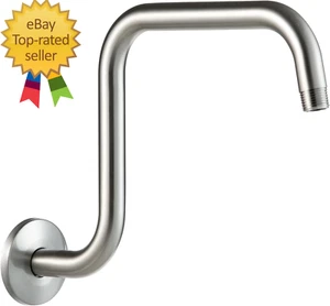 Shower Head Extension Arm 13 Inch, Brushed Nickel S Shaped High Rise Extender wi - Picture 1 of 12