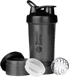 Blender Bottle ProStak Black, 650 ml Protein Shakes Bottle for Gym Supplements - Picture 1 of 4