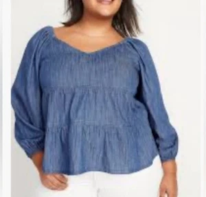 Camicetta contadina a strati Chambray Old Navy nuova con etichette taglia 4X floreale divertente classica - Foto 1 di 9