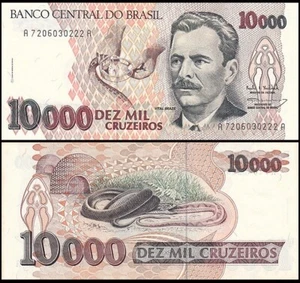 BRAZIL 10,000 CRUZEIROS 1993 UNC VITAL BRAZIL MINEIRO DA CAMPANHA (1865-1950),AT - Picture 1 of 1