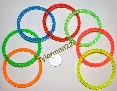 12 HARD PLASTIC RINGS BIRD PARROT FOOT TOYS PARTS 2.75" BRIGHT COLORFUL KIDS