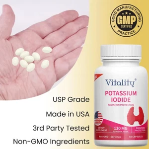 Potassium Iodide Improve overall thyroid function RADIATION PROTECTION capsules - Picture 1 of 9