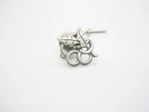 Vintage Pewter Tie Tack Oak Leves Tie Pin with Chain Necktie Accessory - Picture 1 of 3