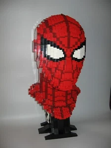 LEGO LIFE SIZE BUST OF SPIDER-MAN 17.0 INCHS TALL OVER 3000 NEW LEGO PIECES !! - Picture 1 of 9