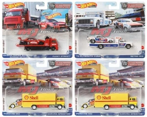 Hot Wheels 1:64 Team Transport 2022 FLF56-956R Set of 4 Porsche Nissan Plymouth  - Picture 1 of 1