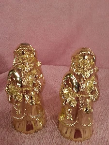 VINTAGE GOLD PLATE SANTA CLAUS SALT AND PEPPER SHAKERS - Picture 1 of 3